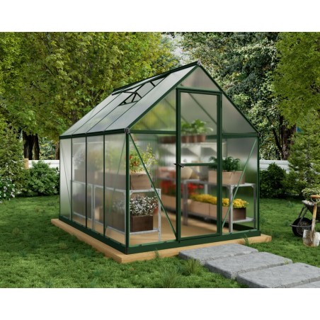 Canopia Mythos Doppelsteg-Gartengewächshaus aus Polycarbonat 247x185x208 cm Grün