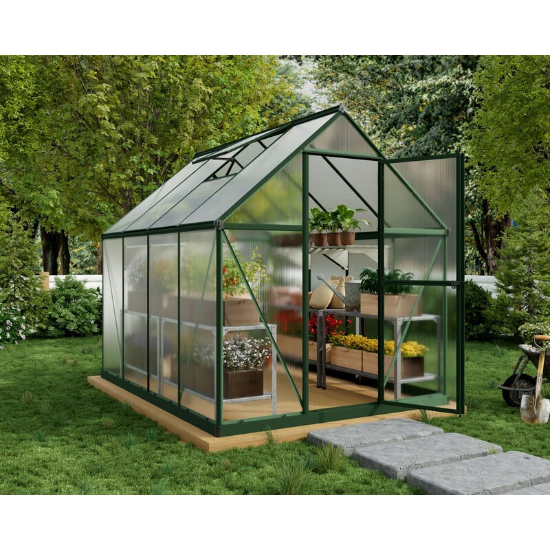 Canopia Mythos Doppelsteg-Gartengewächshaus aus Polycarbonat 247x185x208 cm Grün Canopia Mythos Doppelsteg-Gartengewächshaus aus Polycarbonat 247x185x208 cm Grün