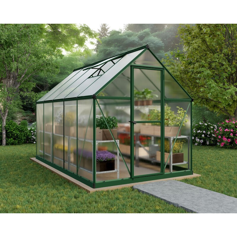 Canopia Mythos Doppelsteg-Gartengewächshaus aus Polycarbonat 306x185x208 cm Grün Canopia Mythos Doppelsteg-Gartengewächshaus aus Polycarbonat 306x185x208 cm Grün