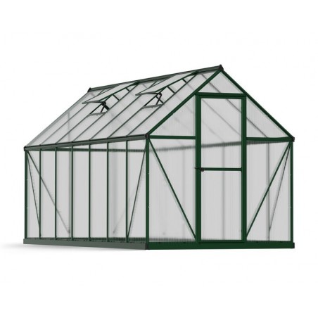 Canopia Mythos Doppelschicht-Gartengewächshaus aus Polycarbonat, 426 x 185 x 208 cm, grün
