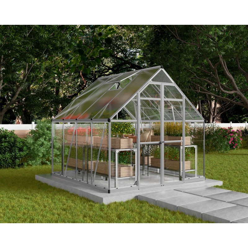 Canopia Balance Hybrid-Gartengewächshaus aus Polycarbonat, 247 x 244 x 229 cm, Silber