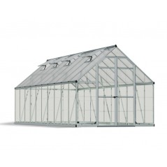 Canopia Balance Hybrid-Gartengewächshaus aus Polycarbonat, 607 x 244 x 229 cm, silberfarben