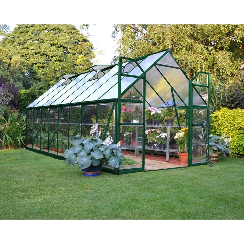 Canopia Balance Hybrid-Gartengewächshaus aus Polycarbonat, 487 x 244 x 229 cm, grün