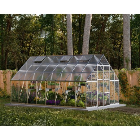Canopia Balance Hybrid-Gartengewächshaus aus Polycarbonat, 484 x 304 x 257 cm, silberfarben