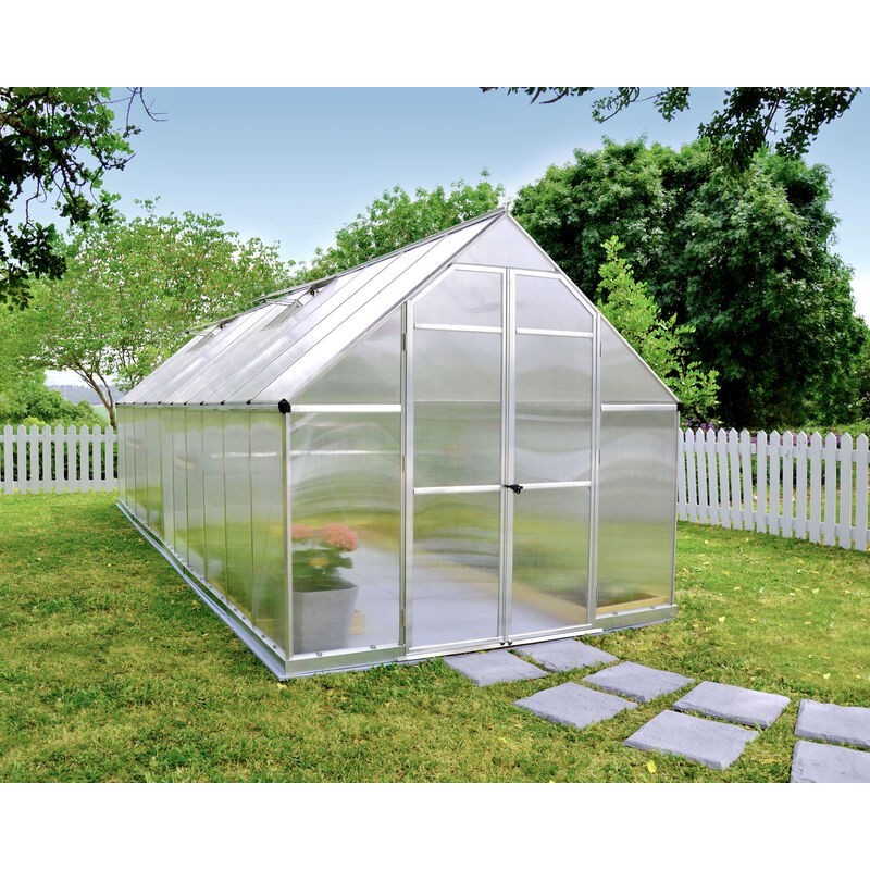 Canopia Essence Doppelschicht-Gartengewächshaus aus Polycarbonat, 607 x 244 x 229 cm, silberfarben
