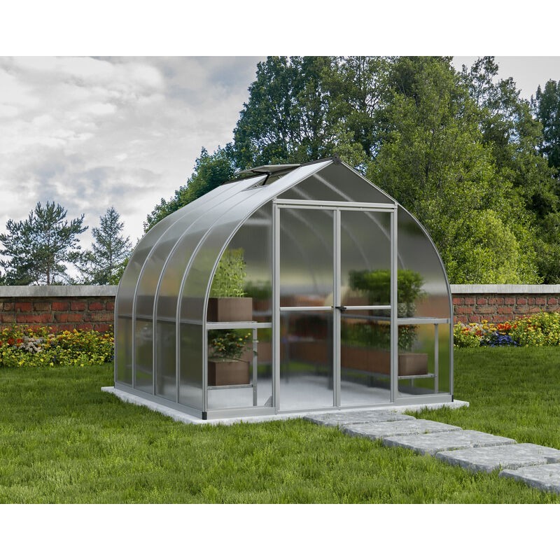 Canopia Bella Doppelsteg-Gartengewächshaus aus Polycarbonat 244x244x219 cm Silber