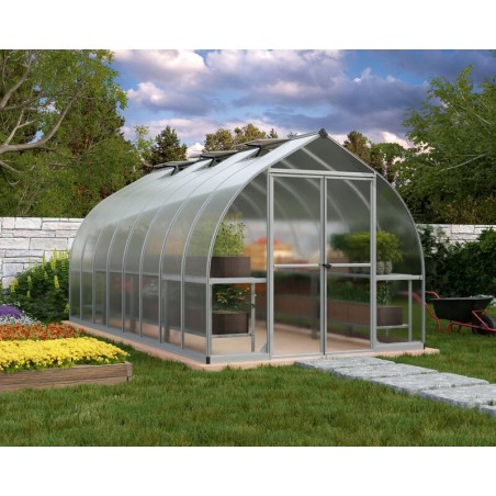 Canopia Bella Doppelsteg-Gartengewächshaus aus Polycarbonat 490x244x219 cm Silber