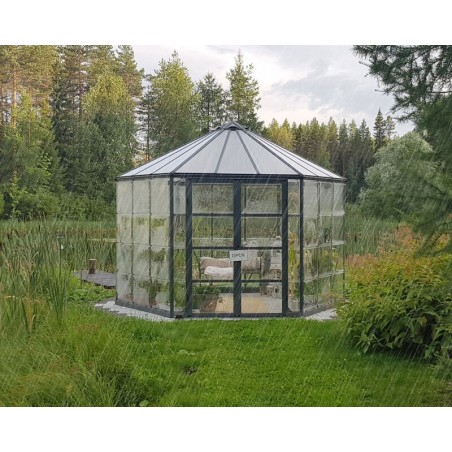 Canopia Oasis Sechseckiges Gartengewächshaus aus Polycarbonat 363x316x289 cm Grau