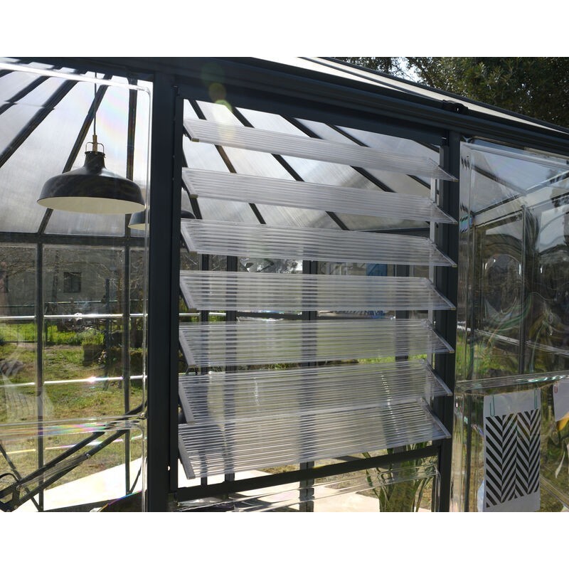 Canopia Oasis Sechseckiges Gartengewächshaus aus Polycarbonat 363x316x289 cm Grau