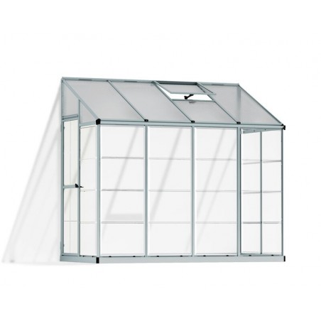 Canopia Anbau-Gartengewächshaus aus silbernem Polycarbonat, 244 x 124 x 225 cm, Hybrid