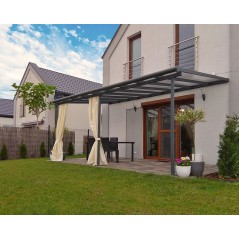 Canopia Sierra Anbaupergola aus Aluminium, 3 x 5,6 m, Grau