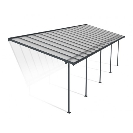 Canopia Sierra Anbaupergola aus Aluminium, 3 x 9,7 m, Grau
