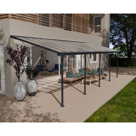 Canopia Feria Anbaupergola aus Aluminium, 3 x 9,2 m, Grau
