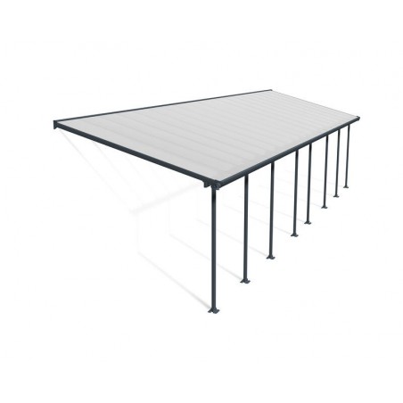 Canopia Feria Anbaupergola aus Aluminium, 3 x 10,4 m, Grau