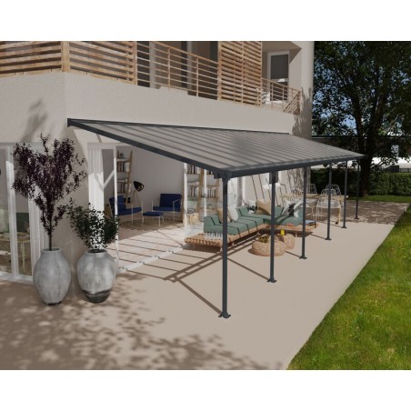 Canopia Feria Anbaupergola aus Aluminium, 3 x 10,4 m, Grau
