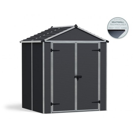 Canopia Gartenhaus Rubicon aus extrem widerstandsfähigem Polycarbonat, 154 x 185 x 217 cm, dunkelgrau