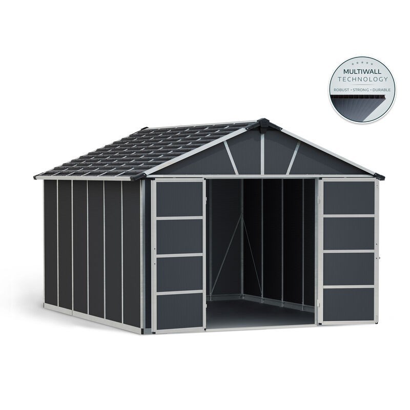 Canopia Yukon Polycarbonate Garden Shed 395x332x252 cm Grey with Floor Included Canopia Yukon Polycarbonate Garden Shed 395x332x252 cm Grey with Floor Included