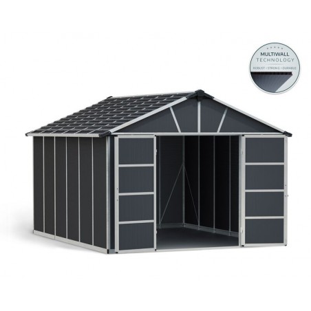 Canopia Yukon Gerätehaus aus Polycarbonat 395x332x252 cm Grau mit Boden inklusive