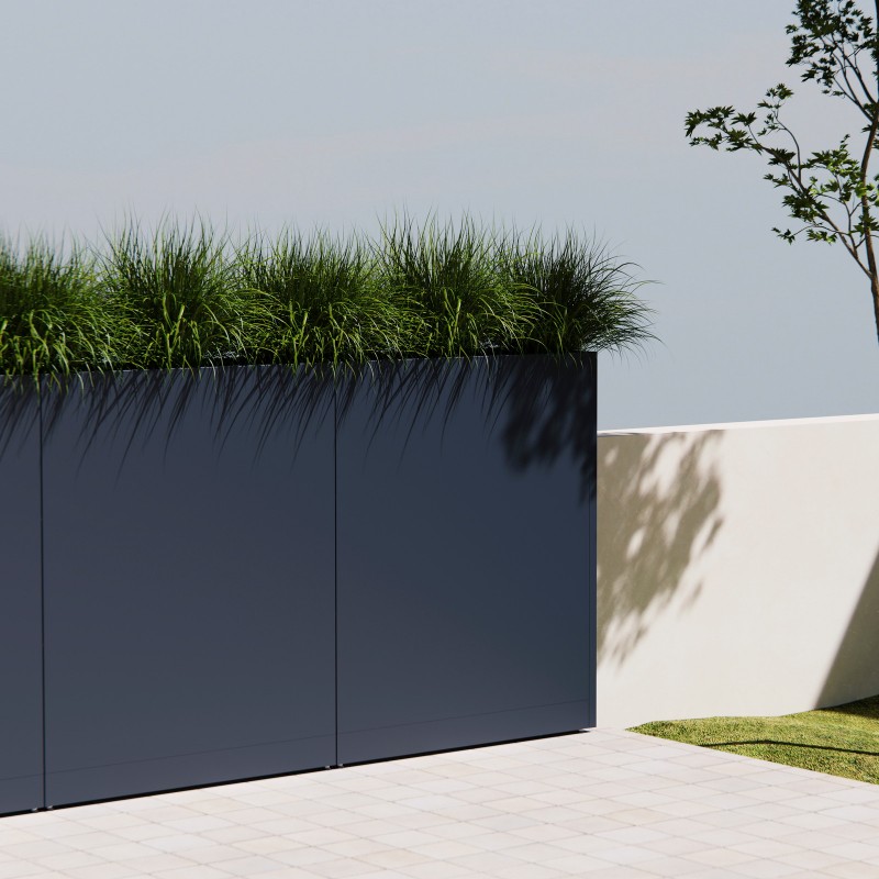 Hoher Herstera Pflanzkübel PLANTER DIVIDER 40 aus Metall Anthrazit 100x40x115 cm
