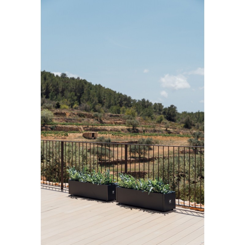 Herstera Pflanzkübel PLANTER BALCONY aus Metall Anthrazit 100x25x25 cm