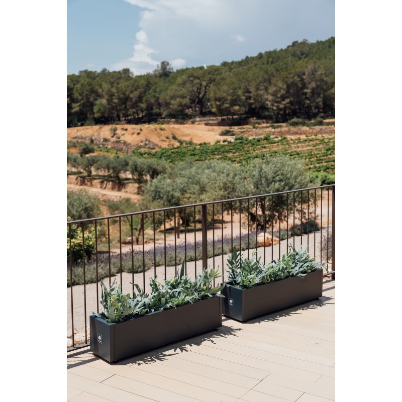 Herstera Pflanzkübel PLANTER BALCONY aus Metall Anthrazit 100x25x25 cm