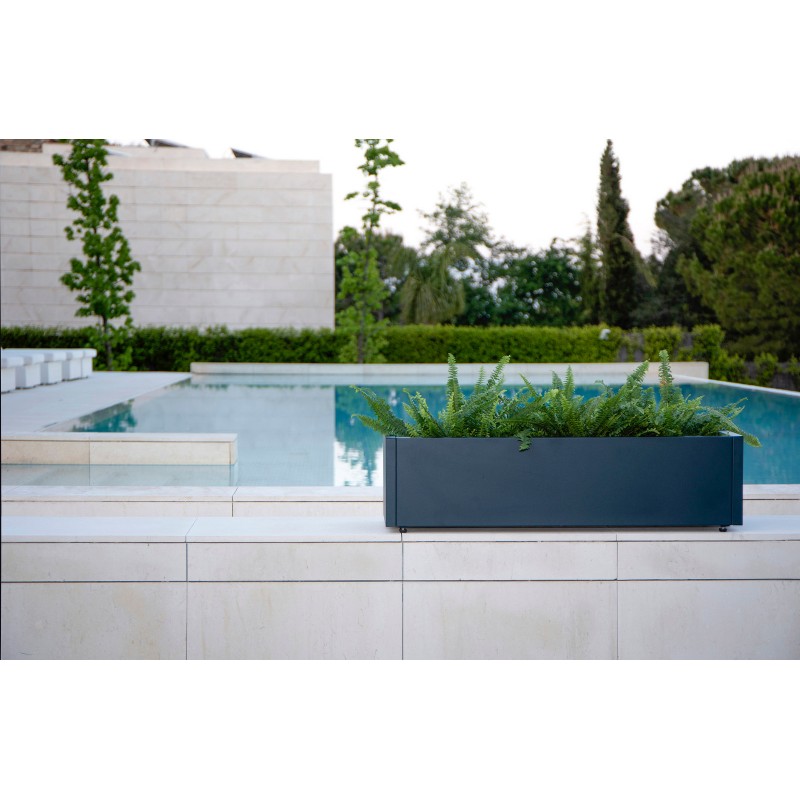 Herstera Pflanzkübel PLANTER BALCONY aus Metall Anthrazit 100x25x25 cm