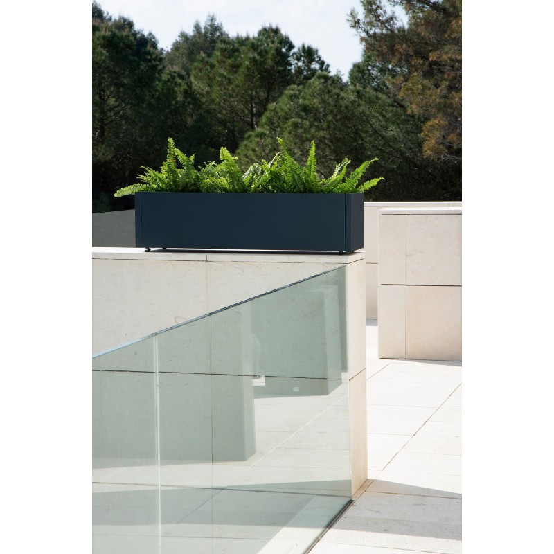 Herstera Pflanzkübel PLANTER BALCONY aus Metall Anthrazit 100x25x25 cm