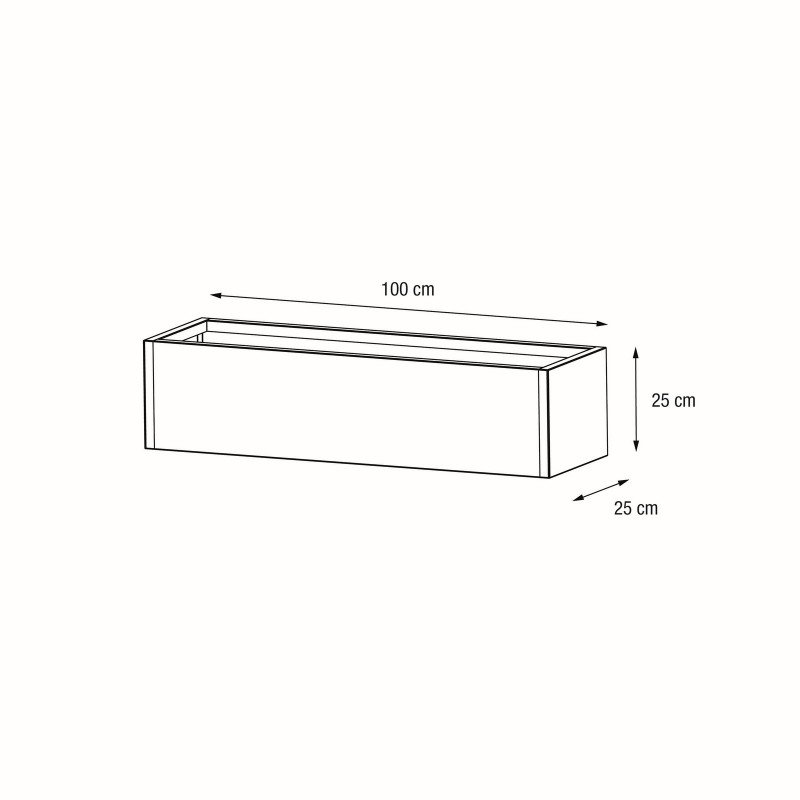 Herstera Pflanzkübel PLANTER BALCONY aus Metall Anthrazit 100x25x25 cm