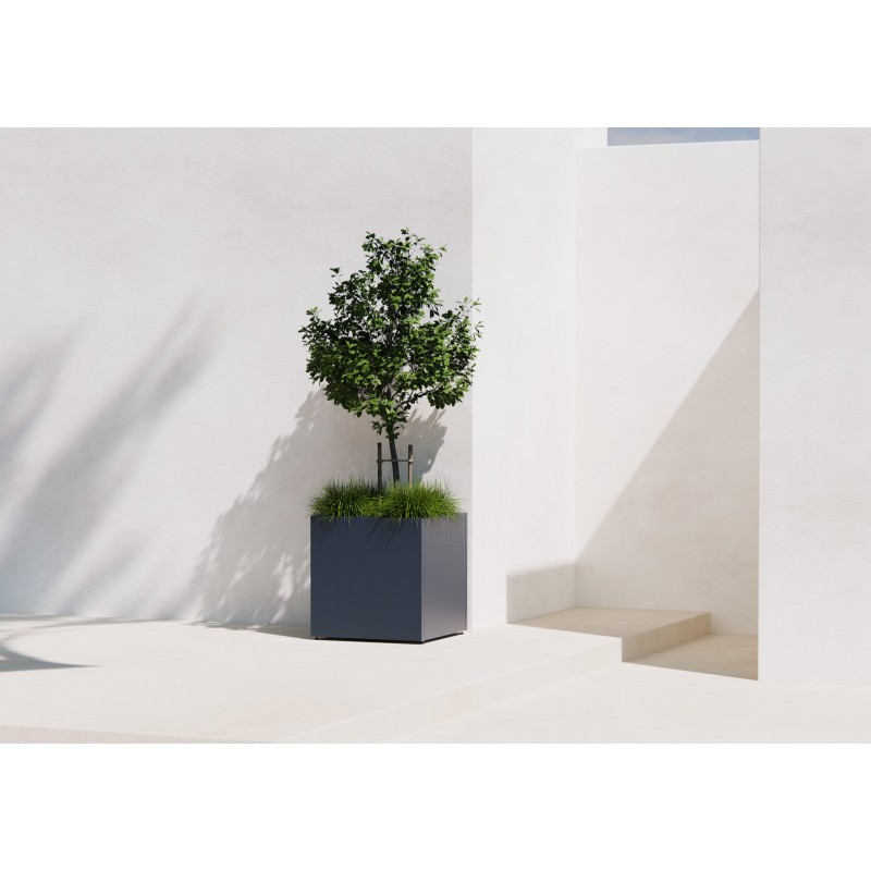 Herstera Pflanzkübel PLANTER CUBE 70 aus Metall Anthrazit 70x70x70 cm