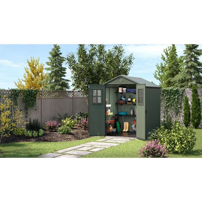 Keter Resin Garden Shed DARWIN 6x6 Green with Front Windows Keter Resin Garden Shed DARWIN 6x6 Green with Front Windows