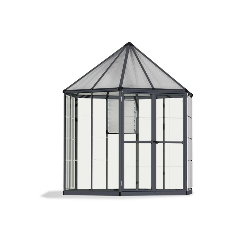 Canopia Oasis Sechseckiges Gartengewächshaus aus Polycarbonat 247x213x267 cm Grau
