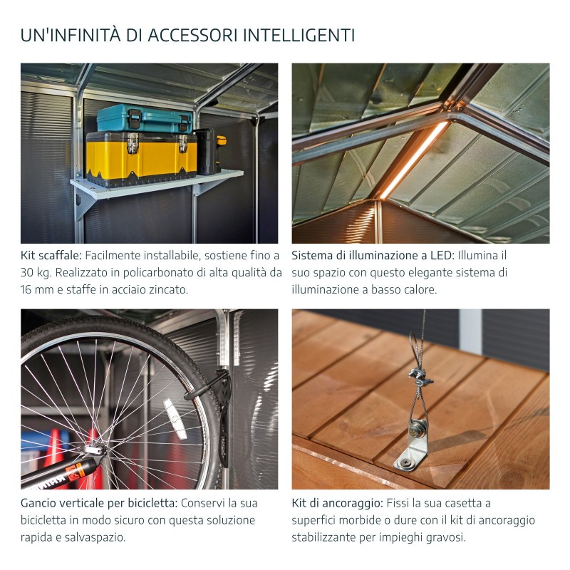 Canopia Rubicon Garden Shed in Ultra Resistant Polycarbonate 452X237X235 cm Dark Gray