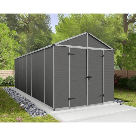 Canopia Rubicon Gartenhaus aus extrem widerstandsfähigem Polycarbonat, 602 x 237 x 235 cm, dunkelgrau