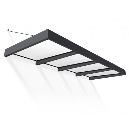 Canopia Sophia XL Türvordach 380x140 cm - grauer Rahmen, opalweiße Paneele
