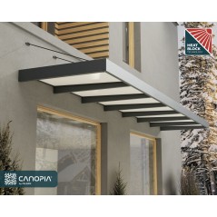 Canopia Sophia XL Door Awning 660x140 cm - Grey Frame, Opal White Panels
