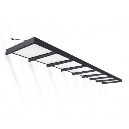 Canopia Sophia XL Door Awning 750x140 cm - Grey Frame, Opal White Panels