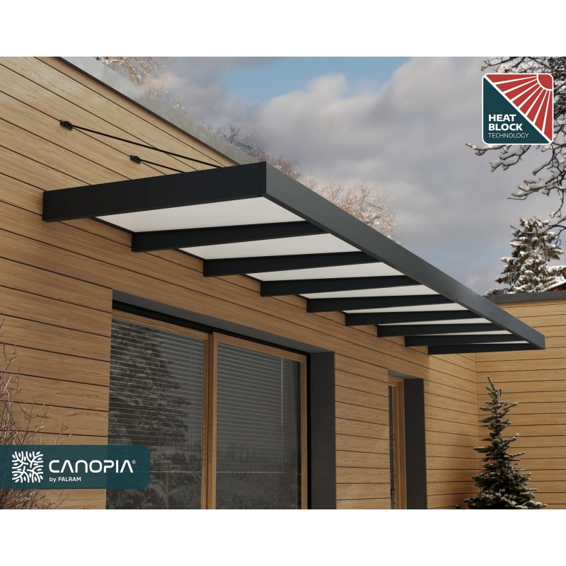 Canopia Sophia XL Door Awning 750x140 cm - Grey Frame, Opal White Panels Canopia Sophia XL Door Awning 750x140 cm - Grey Frame, Opal White Panels