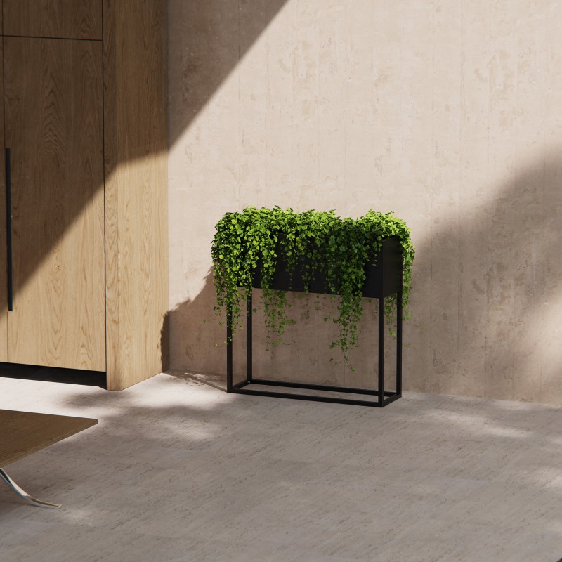 Herstera Pflanzkübel PLANTER HUB aus Metall Schwarz 80x25x78 cm