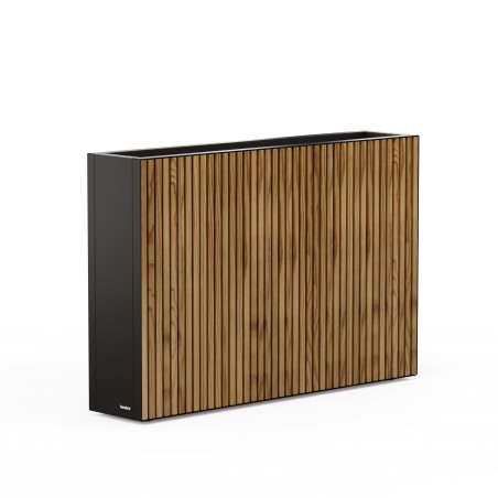 Hoher Herstera Pflanzkübel DECO PLANTER DIVIDER 25 aus Metall Schwarz und Holz 100x25x80 cm