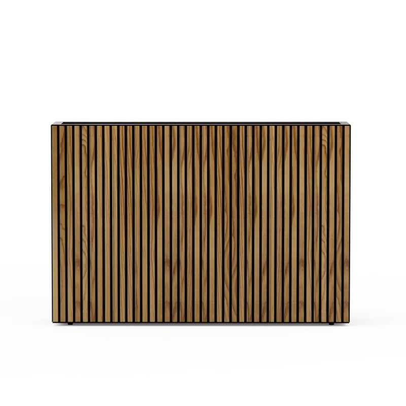 Hoher Herstera Pflanzkübel DECO PLANTER DIVIDER 25 aus Metall Schwarz und Holz 100x25x80 cm