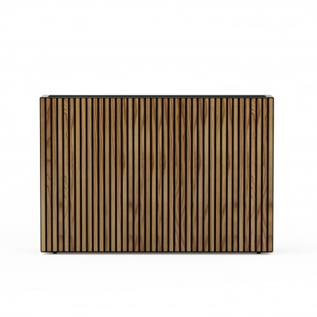Hoher Herstera Pflanzkübel DECO PLANTER DIVIDER 25 aus Metall Schwarz und Holz 100x25x80 cm