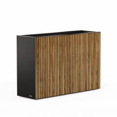 Hohes Herstera DECO PLANTER DIVIDER 40 Metall-Pflanzgefäß Schwarz & Holz 100x40x80 cm