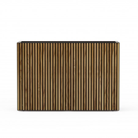 Hoher Herstera Pflanzkübel DECO PLANTER DIVIDER 40 aus Metall Schwarz und Holz 100x40x80 cm