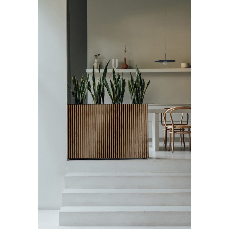 High planter Herstera DECO PLANTER DIVIDER 40 in Black Metal and Wood 100x40x80 cm