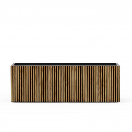 Herstera Pflanzkübel DECO PLANTER aus Metall Schwarz und Holz 150x50x50 cm