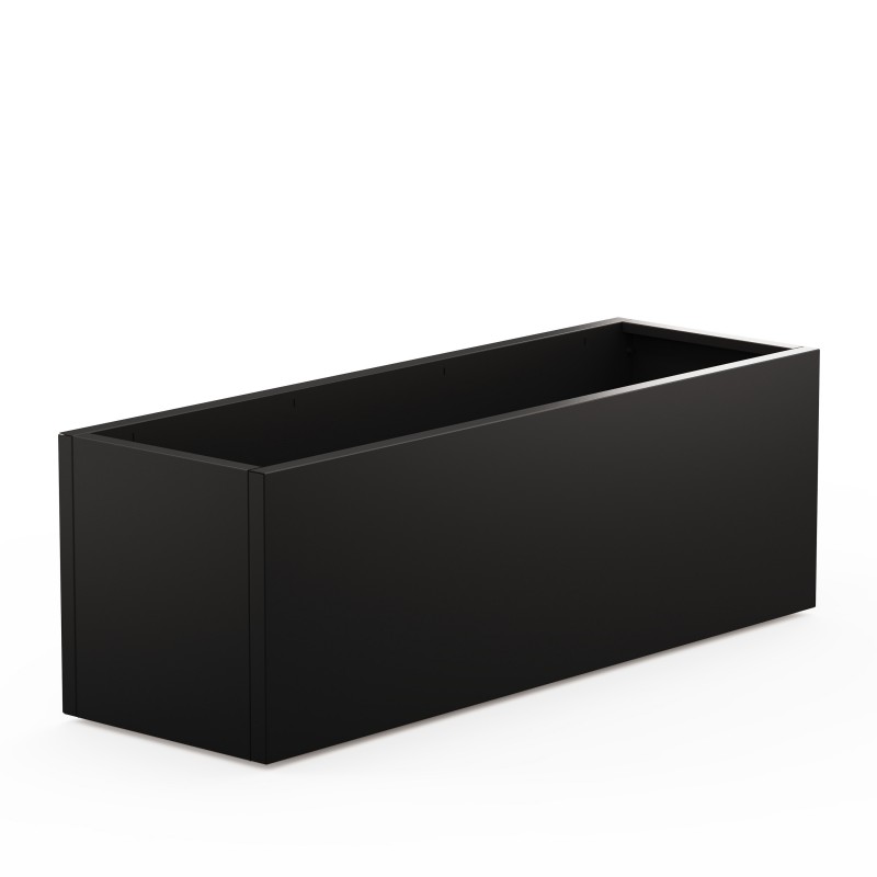 Herstera Pflanzkübel DECO PLANTER aus Metall Schwarz und Holz 150x50x50 cm