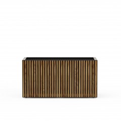 Herstera Pflanzkübel DECO PLANTER aus Metall Schwarz und Holz 100x50x50 cm