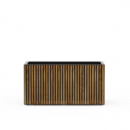 Herstera Pflanzkübel DECO PLANTER aus Metall Schwarz und Holz 100x50x50 cm