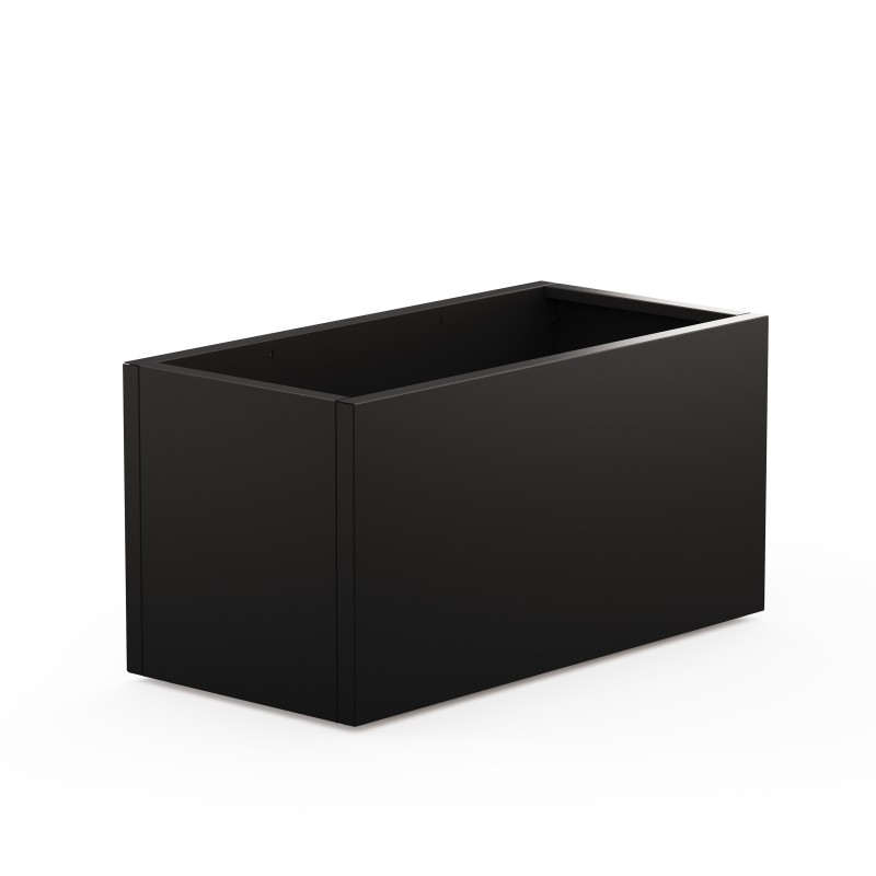 Herstera Pflanzkübel DECO PLANTER aus Metall Schwarz und Holz 100x50x50 cm