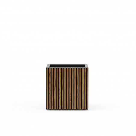 Herstera Pflanzkübel DECO PLANTER CUBE aus Metall Schwarz und Holz 50x50x50 cm